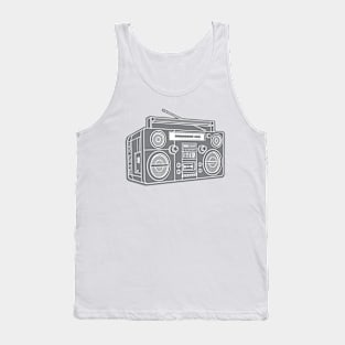 Boombox (White Lines + Gray Drop Shadow) Analog / Music Tank Top